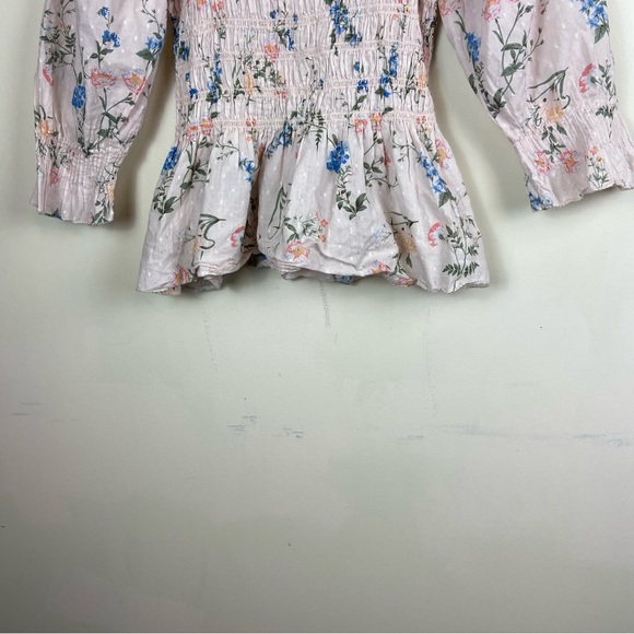 Saylor Clover Floral Smocked Square Neck Puff Sleeve Blouse Top Small Feminine - Picture 11 of 14